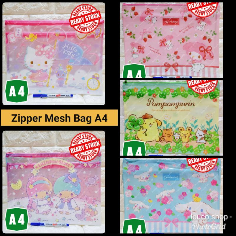 

Dompet Pouch Zipper Dokumen File Serbaguna A4 Sanrio Kitty Twin Stars Melody Cinnamoroll Pompompurin