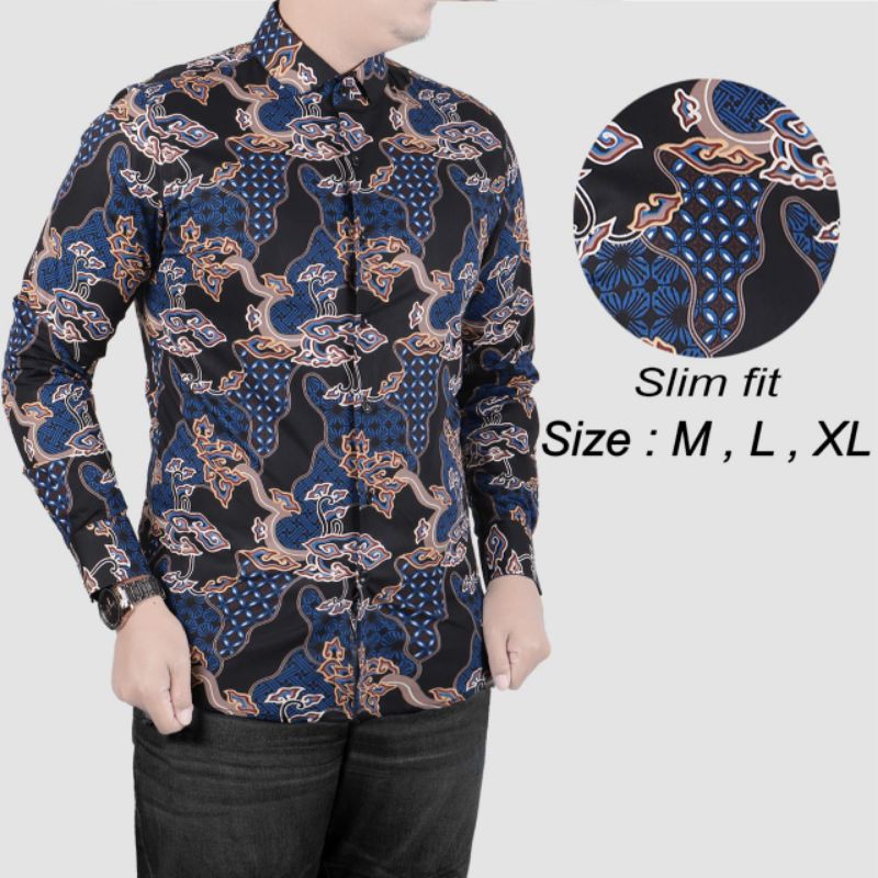 Kemeja Batik Pria Slim Fit Solo Colin Dion Lengan Panjang CD64