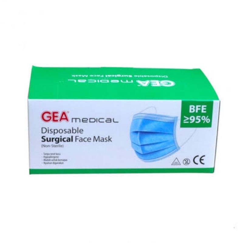 Masker Earloop Gea Surgical Face Mask 3ply/Masker Karet GEA