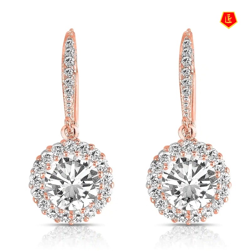 [Ready Stock]Fashion Classic round Full Diamond Earrings