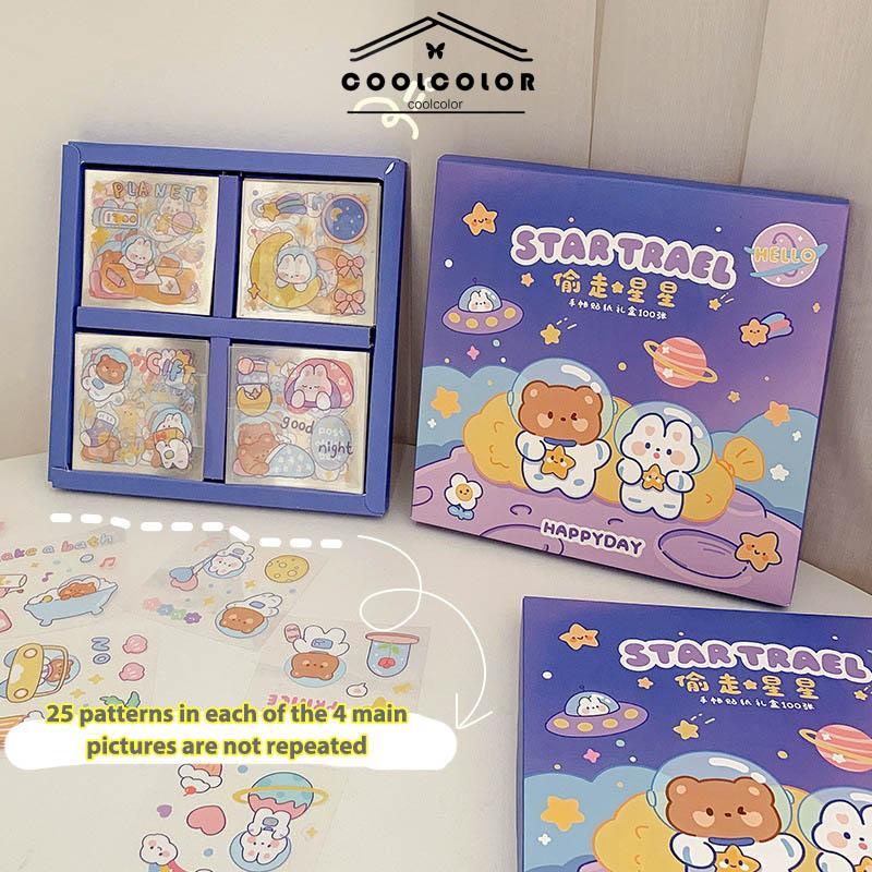 COD Kartun Tahan Air 25 PCS Tanpa Jejak Buku Pegangan Stiker Dekorasi Pola Kecil DIY Stiker Ponsel- cl