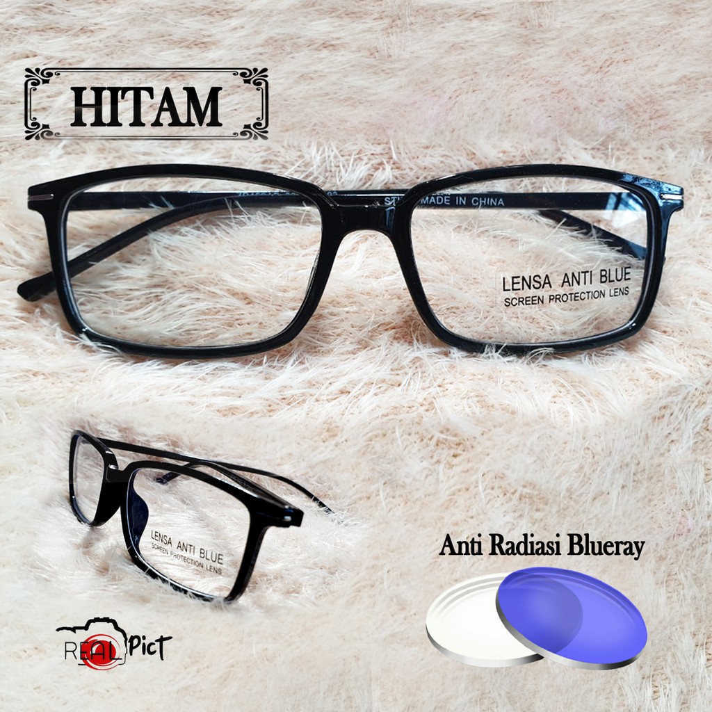 Promo frame + lensa blueray anti radiasi frame kaca mata fashion pria dan wanita terbaru Eye Glasses