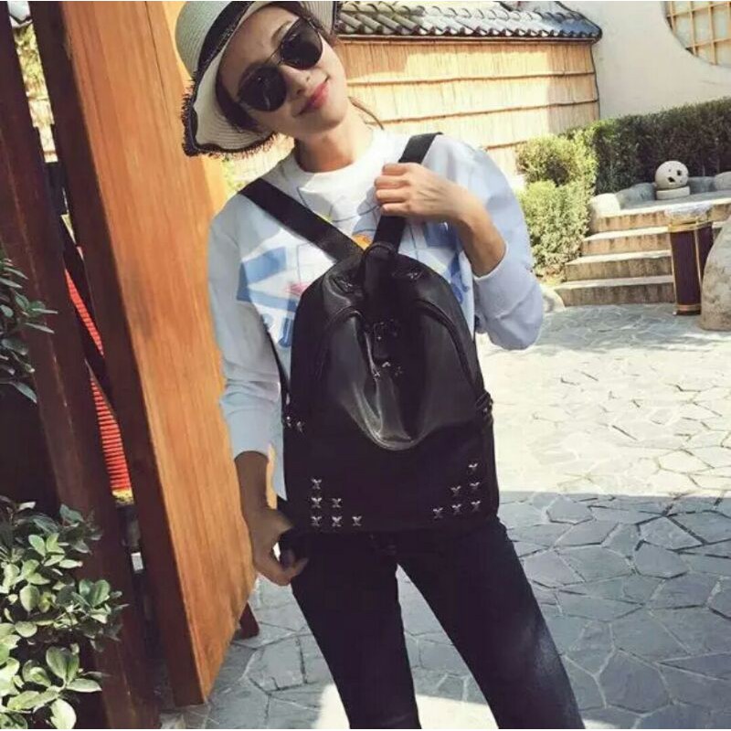 tas ransel wanita hitam Oxford