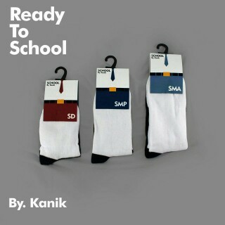 Kazarasock - Kaos Kaki Sekolah Putih Telapak Hitam|Kanik School-SD-SMP-SMA