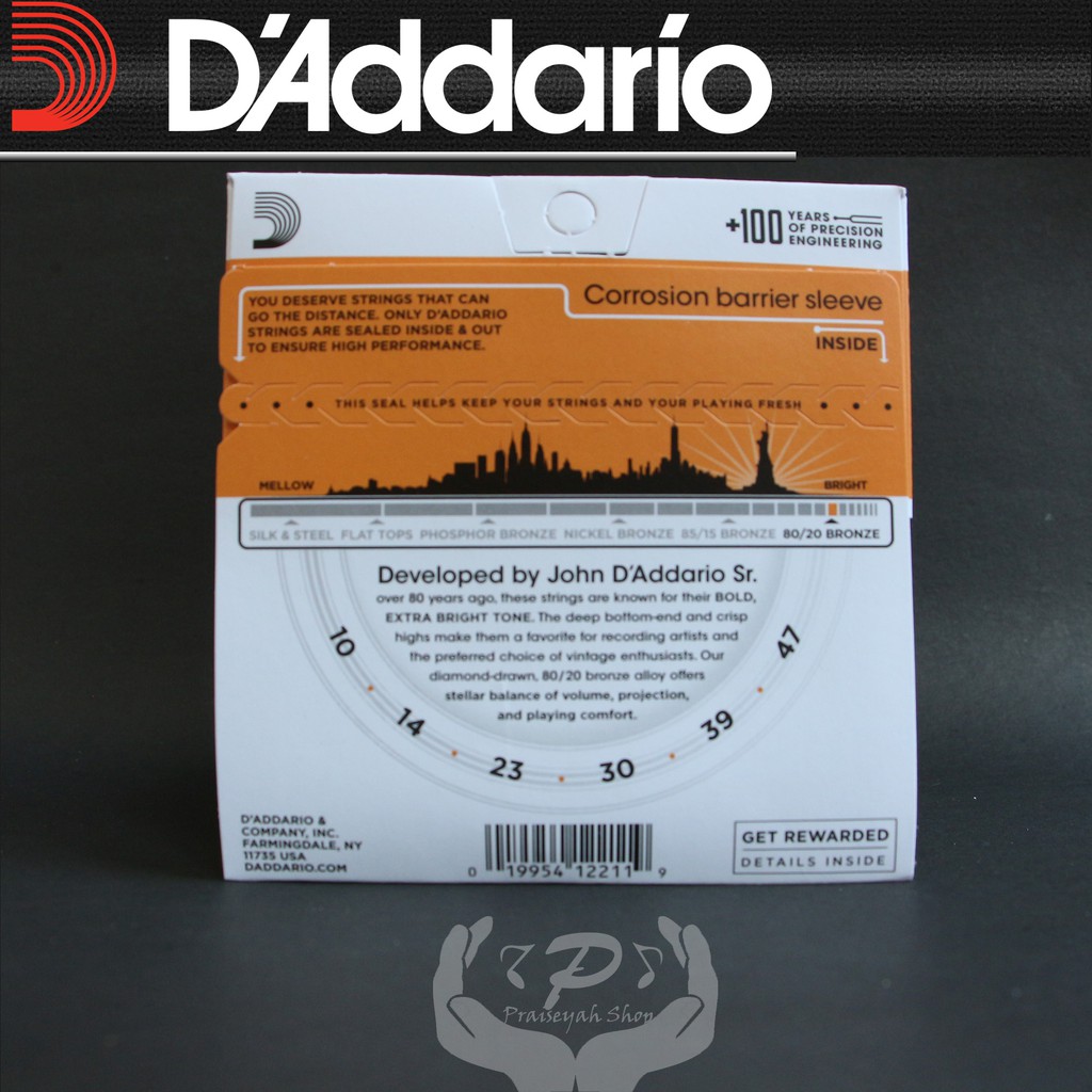 Daddario EJ 10 0.10 Senar Gitar Akustik String ORI Original Dadario