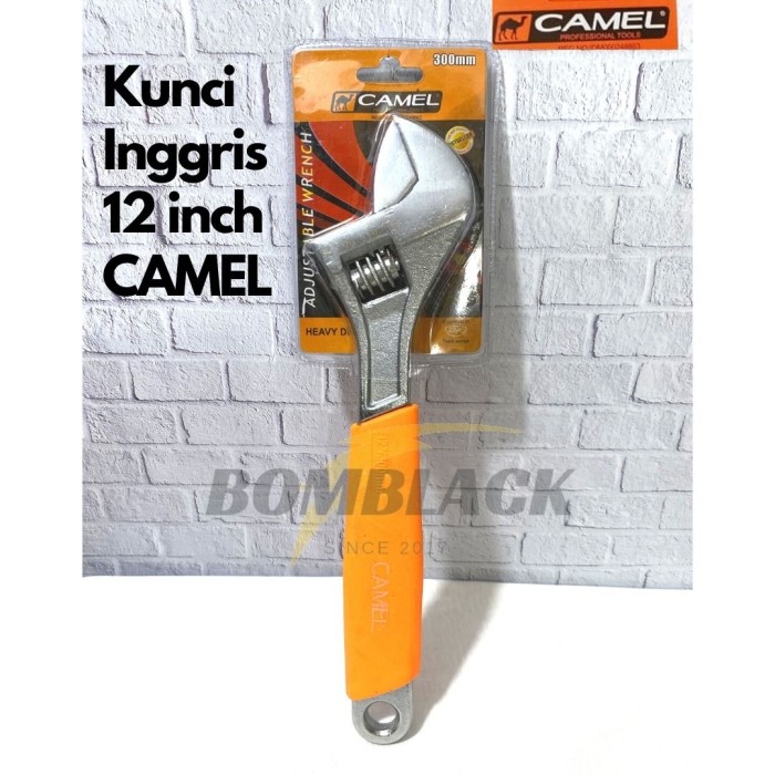 Kunci Inggris 12 inch 300mm CAMEL Gagang Karet Serbaguna Murah OREN