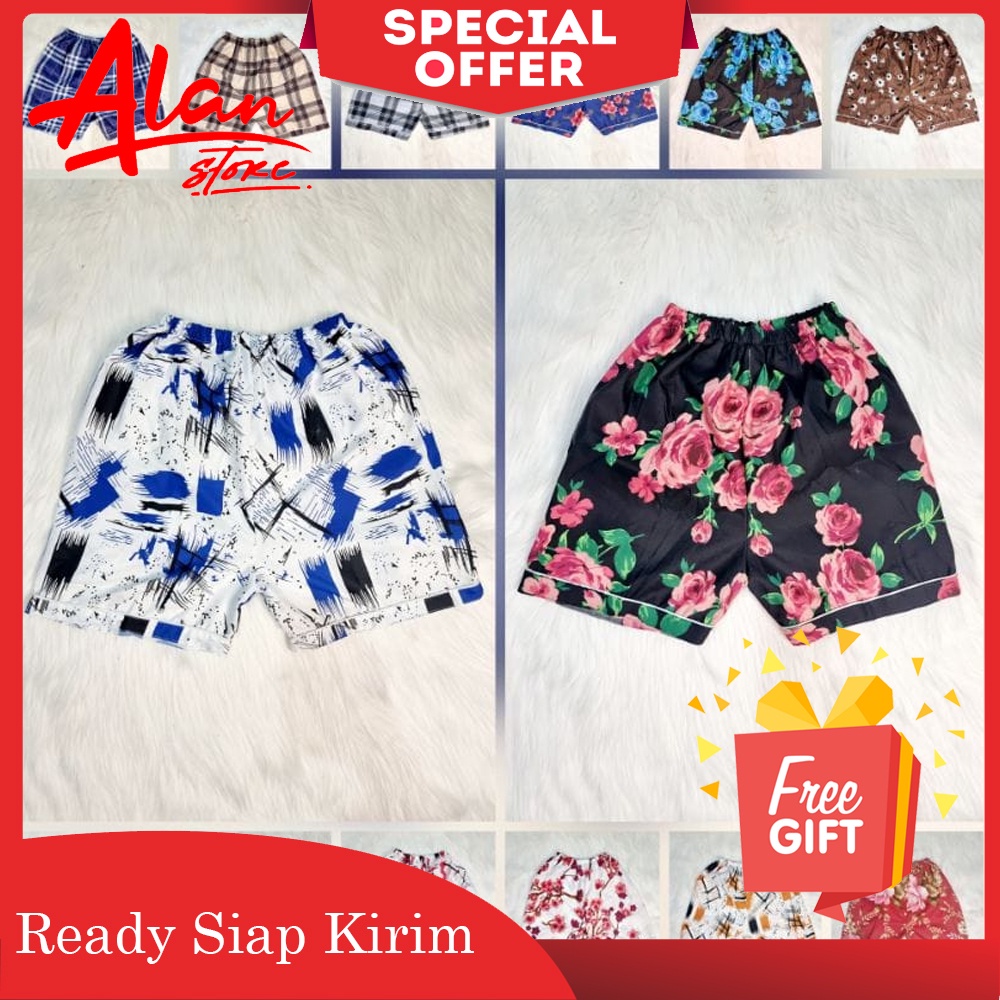 Celana pendek wanita selutut / boxer cewek santai all size murah