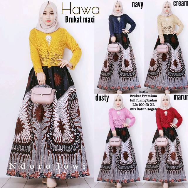 Pakaian Wanita Kebaya Batik Brukat Hawa Brukat Maxi by Ndoro Jowi