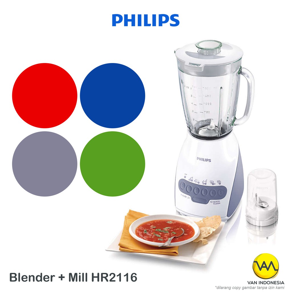 Blender 2L Glass Kaca White (Putih) HR 2116/00 Philips Garansi Resmi