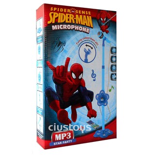  Mainan  Anak Microphone Mic Light Karaoke Spiderman Cars 