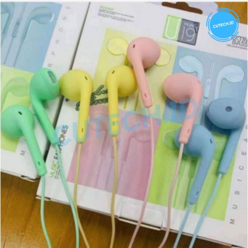 Headset Macaron U19 / handsfree macaron extra bass mate color [fs]