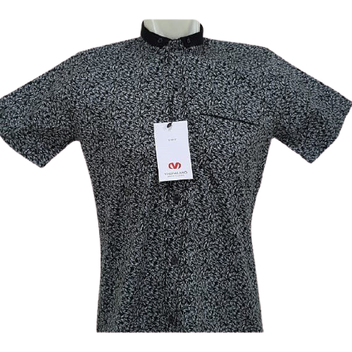 Viali Milano Kemeja Pria Lengan Pendek Hitam Abu