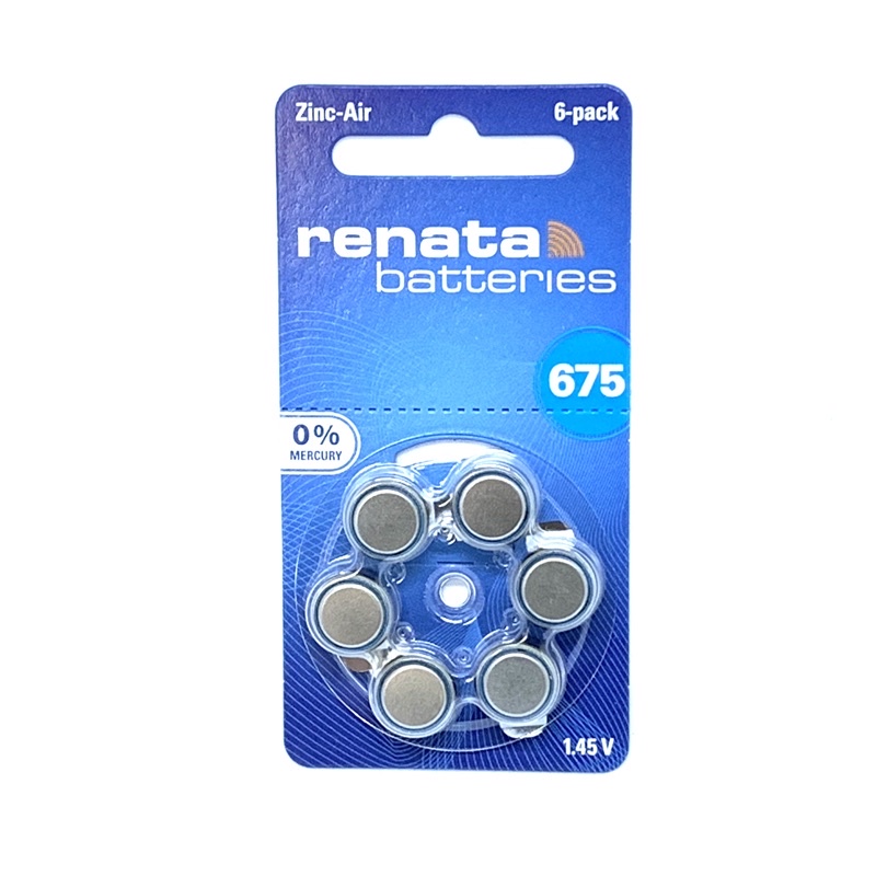 BATERAI RENATA 675 PR44 ORIGINAL ZA-675 HEARING AIDS BATTERY BATRAI ALAT BANTU DENGAR  ISI 6 PCS