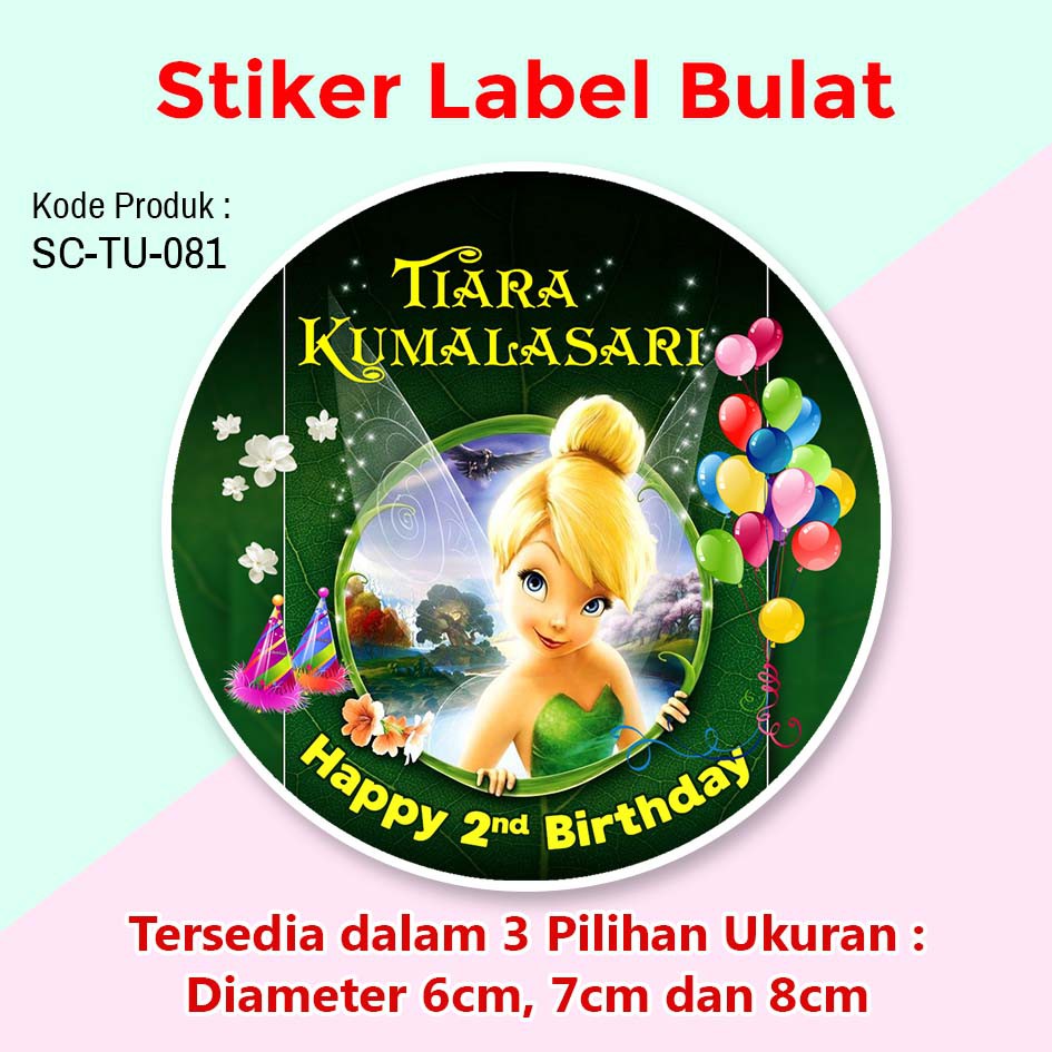 

STIKER LABEL ULANG TAHUN ANAK TUMPENG MINI SOUVENIR TINKER BELL