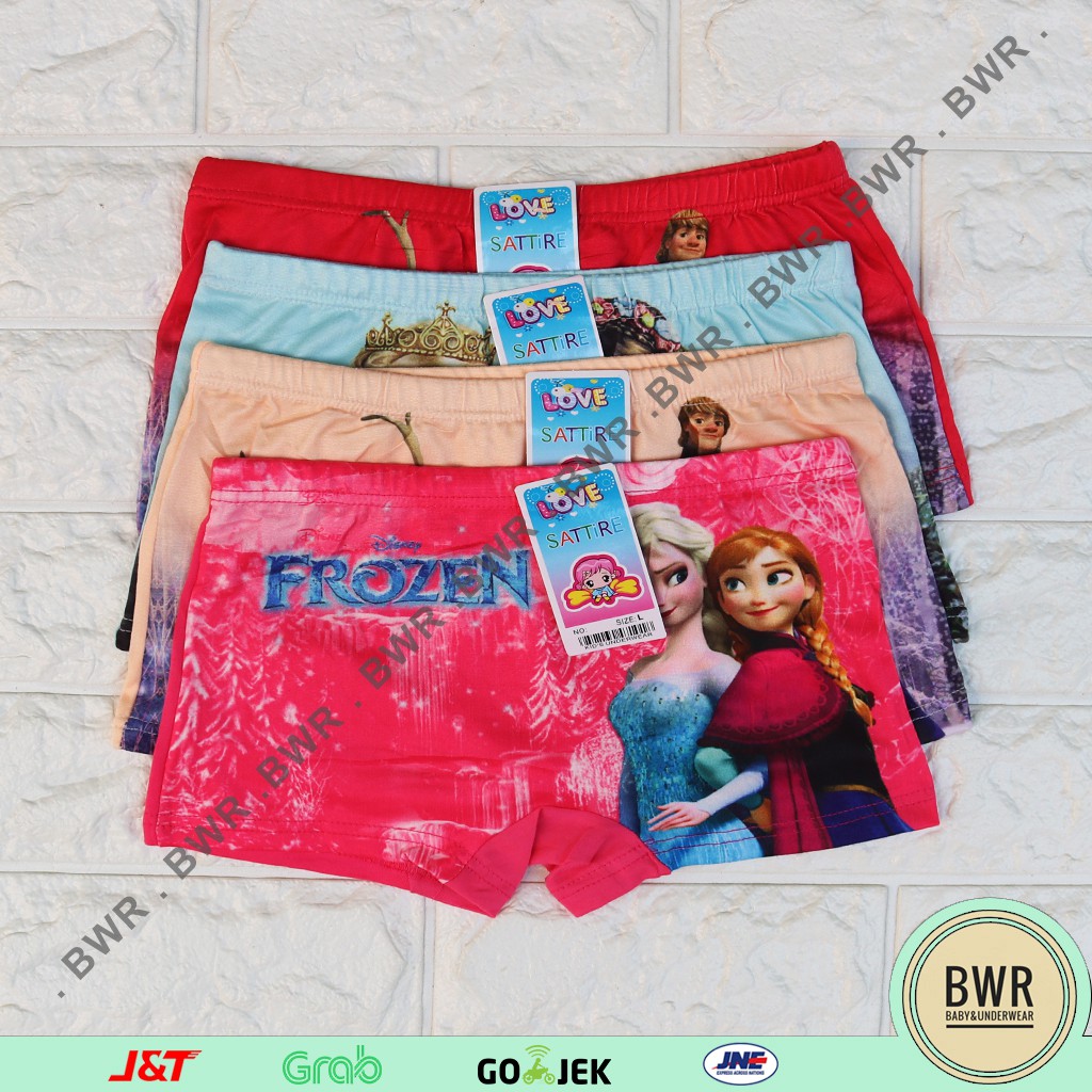 [ 6 Pcs ] Boxer Anak SATTIRE GIRL | Celana Dalam Anak Perempuan Motif Karakter | Bwr