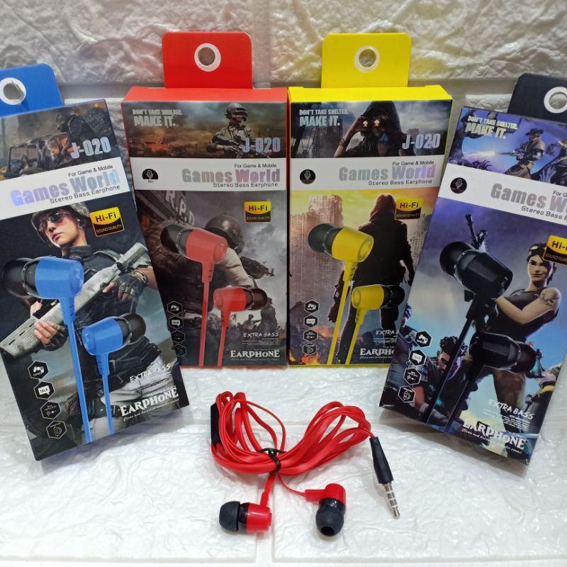 Handsfree/headset/earphone/hf gaming J020 suara super bisa telp music n online