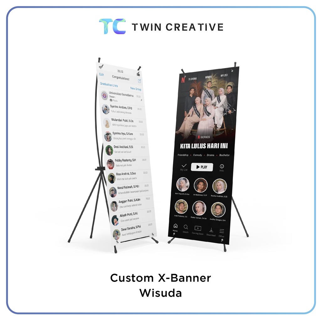 Custom Desain X Banner Wisuda Graduation Sidang - Standing Spanduk Kelulusan