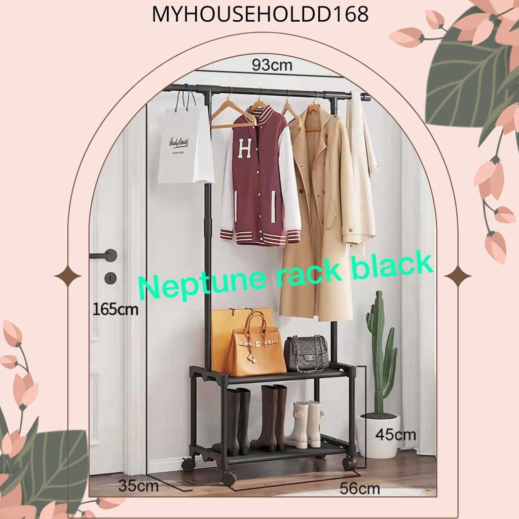 SHENAR myhouseholdd168 - NEPTUNE RACK - STAND HANGER SINGLE - RAK GANTUNGAN SERBAGUNA RODA - RAK GANTUNG ADA RODA