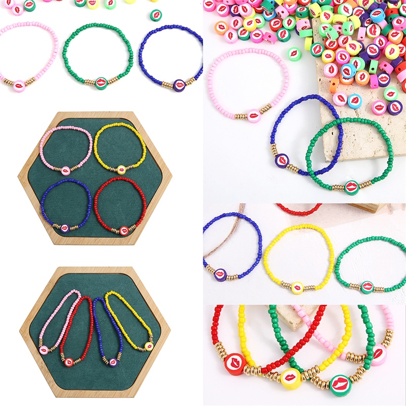 30 Buah/Banyak 10Mm Clay Spacer Manik-manik Bibir Oval Manik-manik Tanah Liat Polimer Manik-manik untuk Membuat Perhiasan DIY Buatan Tangan Gelang Aksesoris Wanita