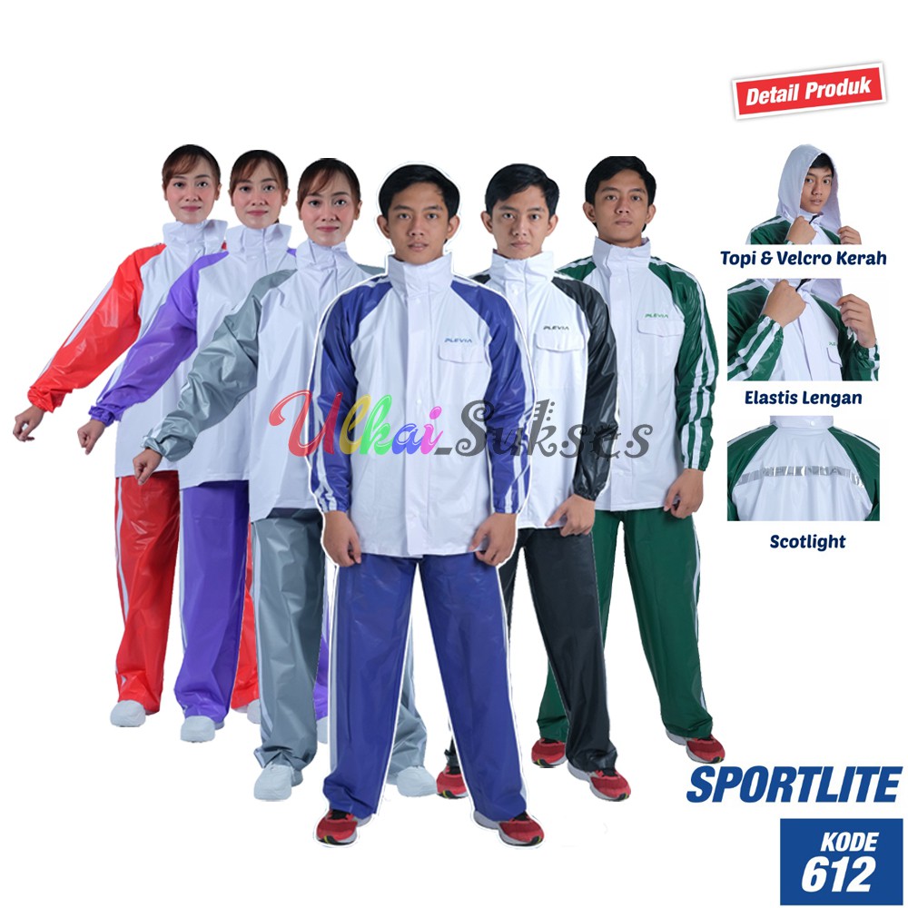 Plevia Jas Hujan Setelan Plevia Jaket Celana Sportlite 612 -Mantel Ujan Raincoat Pria Wanita Murah