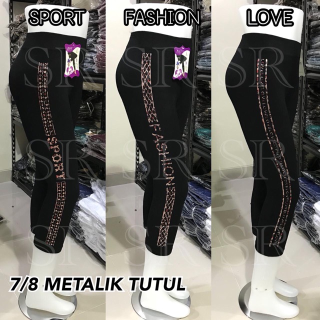 ✨NEW✨7/8 LEGGING METALIK TUTUL IMPORT LEGGING WANITA DEWASA LEGGING PENDEK MURAH JUMBO