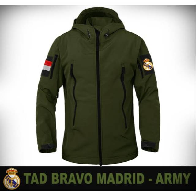 Jaket Tactical Revolver Tad Bravo Bola Real Madrid Hijau Army Grade Ori Lokal Jumbo Big Size XXL