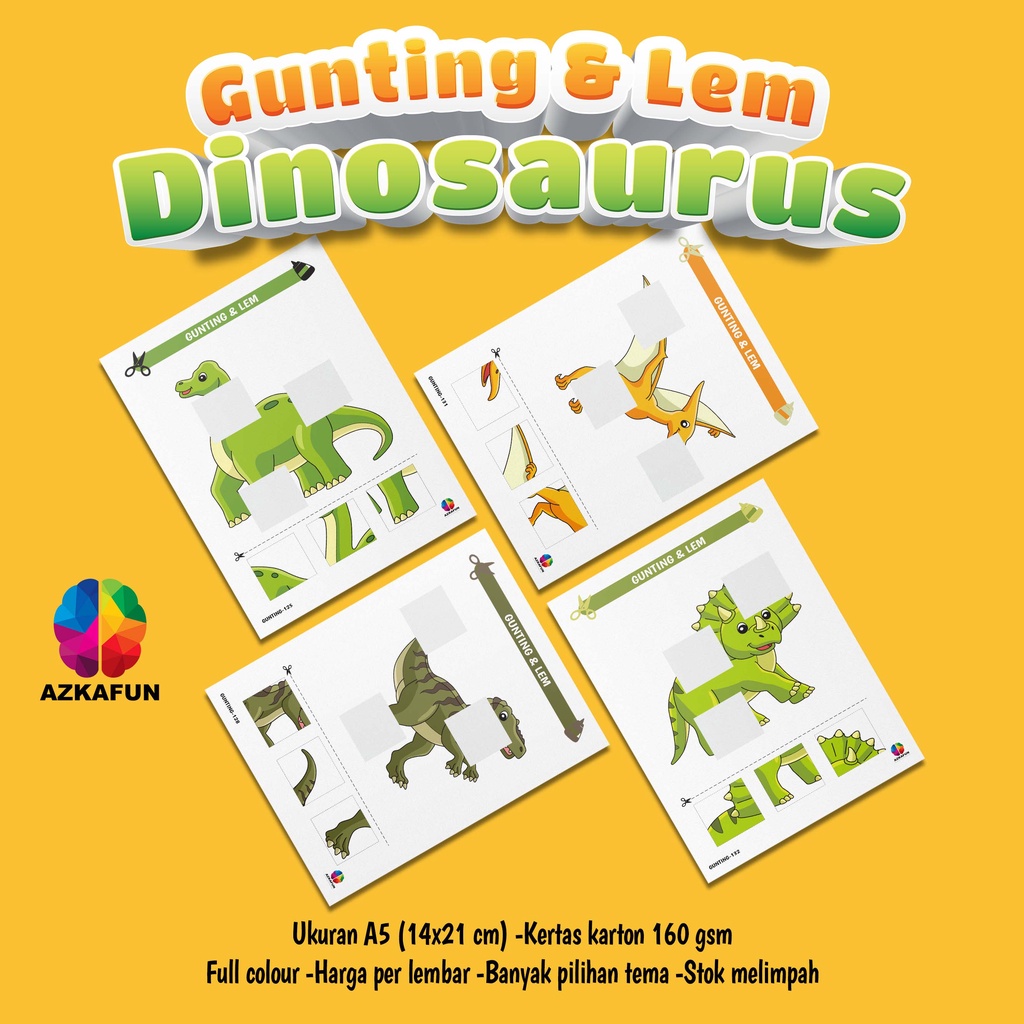 

Lembar aktivitas Gunting dan Lem tema DINOSAURUS - lembar belajar