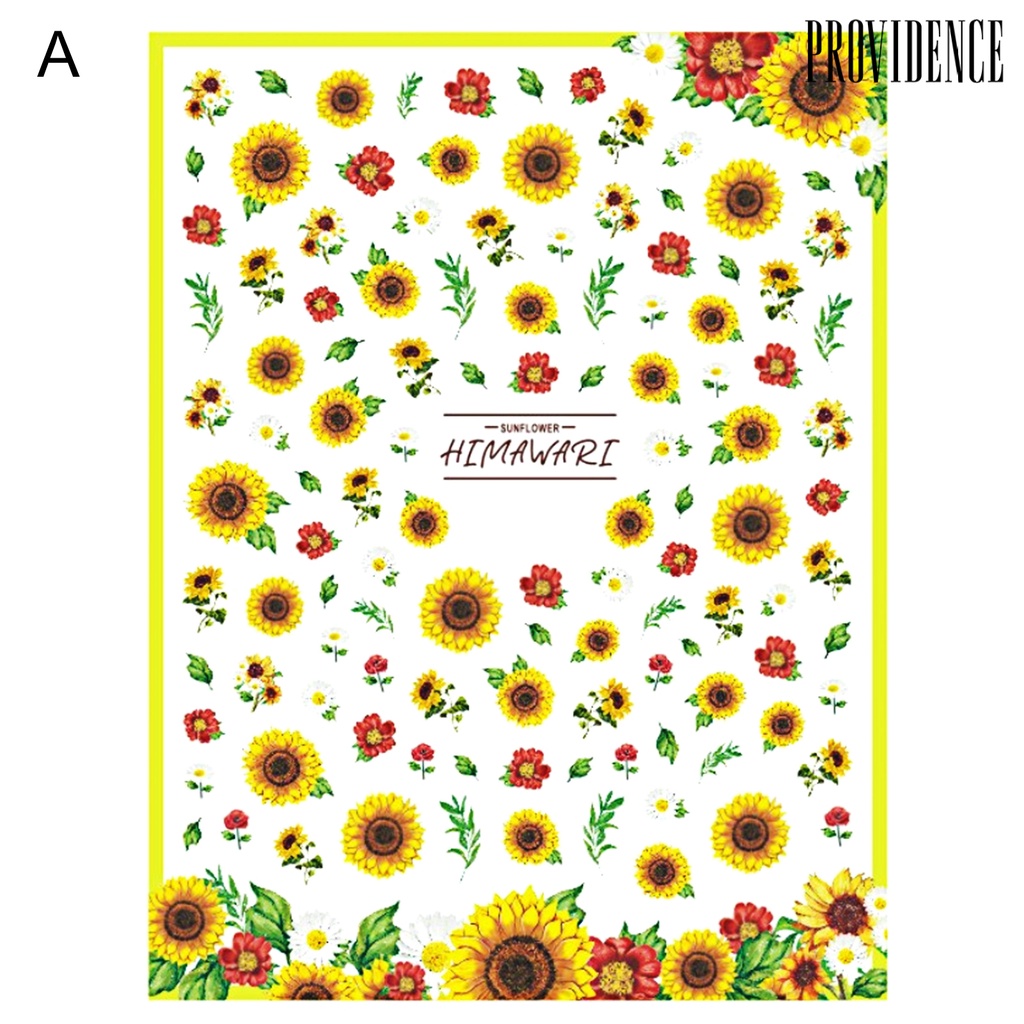Providence Nail Sticker Sunflower Shape 3D Effect Ultra Thin Blossom Floral Nail Art Water Decals for Female