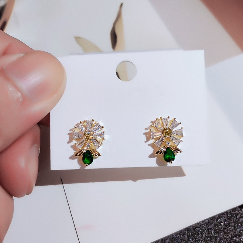 Anting Stud Bentuk Bunga Dan Lebah Untuk Wanita