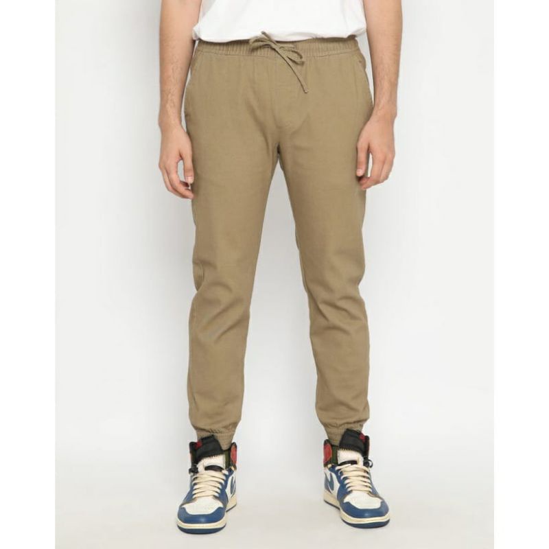 celana jogger pria polos slimfit premium warna mocca joger pants pria