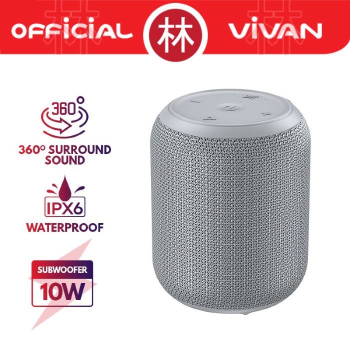 Vivan VS12 360° Surround Sound IP6X Waterproof Speaker Bluetooth 5.0