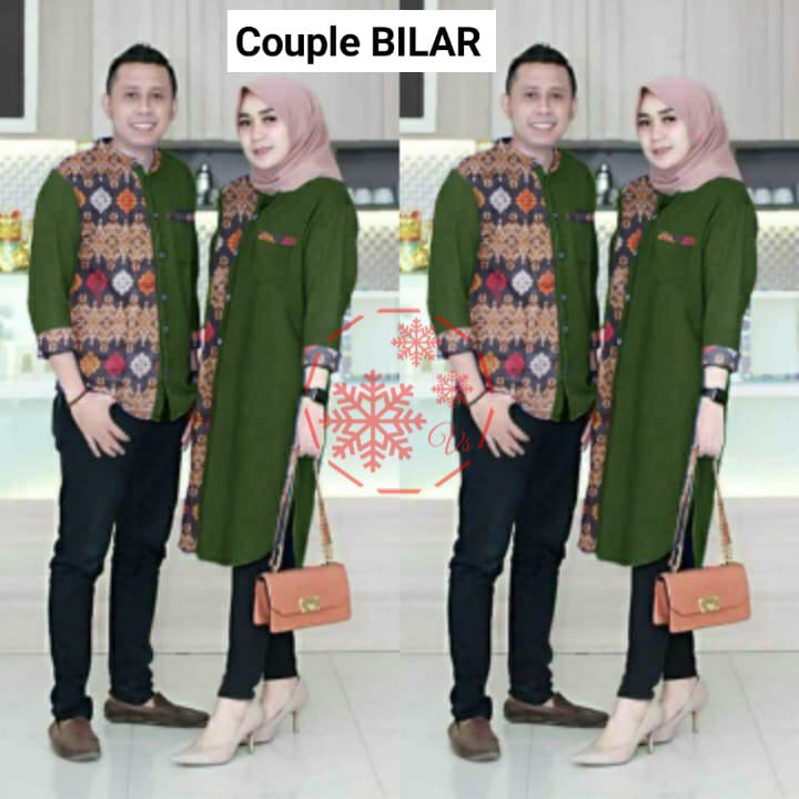 COUPLE BILLAR / CP TUNIK KOMBINASI BATIK / PAKAIAN PRIA WANITA SEPASANG / PESTA