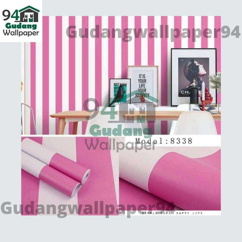 Gudang Wallpaper Stiker Dinding  Walpaper dinding Kamar Tidur  Wallpaper Promo Garis Pink Bahan PVC Premium Anti Air