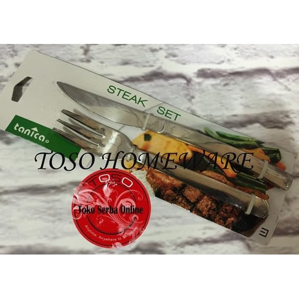 Pisau Garpu Tanica Steak Set, Peralatan Makan Steak 1 Set 4 Pcs