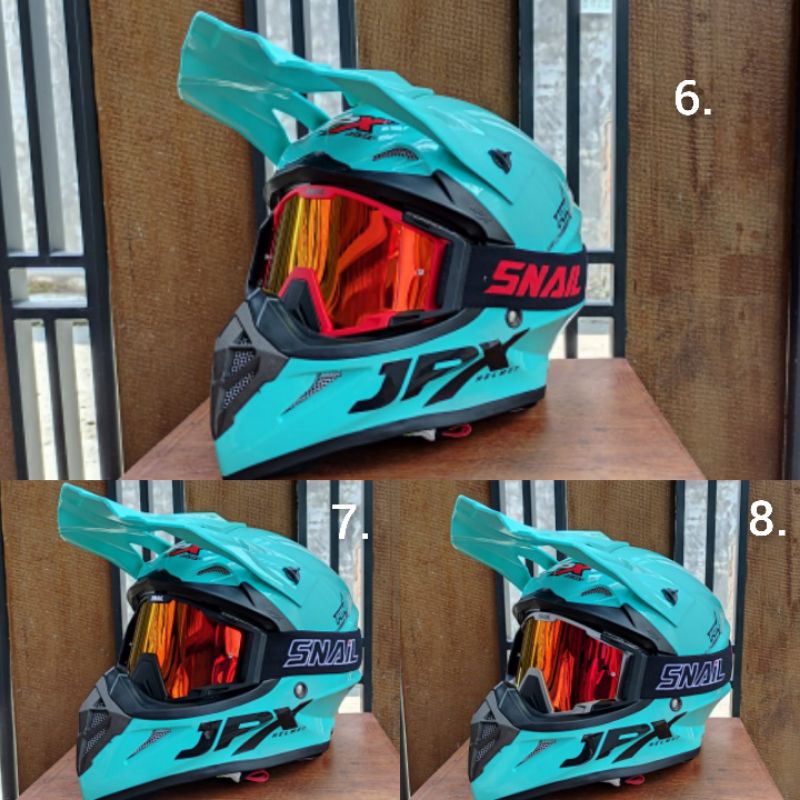 HELM JPX CROSS_SOLID - TOSCA BLUE GLOSS / BLACK + GOOGLE SNAIL (ONGKIR 2 KG) HELM JPX TERBARU