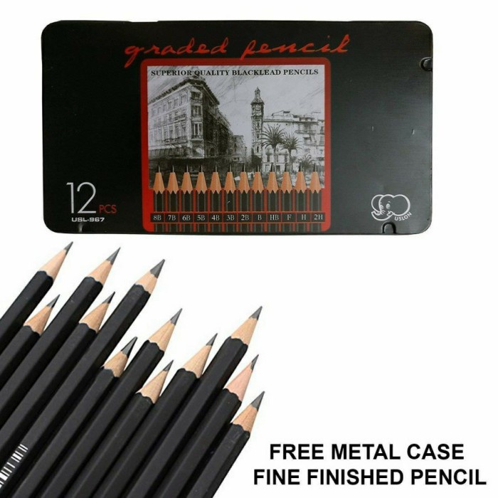 

Gilaa!!! Superior Blacklead Pencils 12Pcs (Free Case) Set Pensil Sketsa Drawing Promo