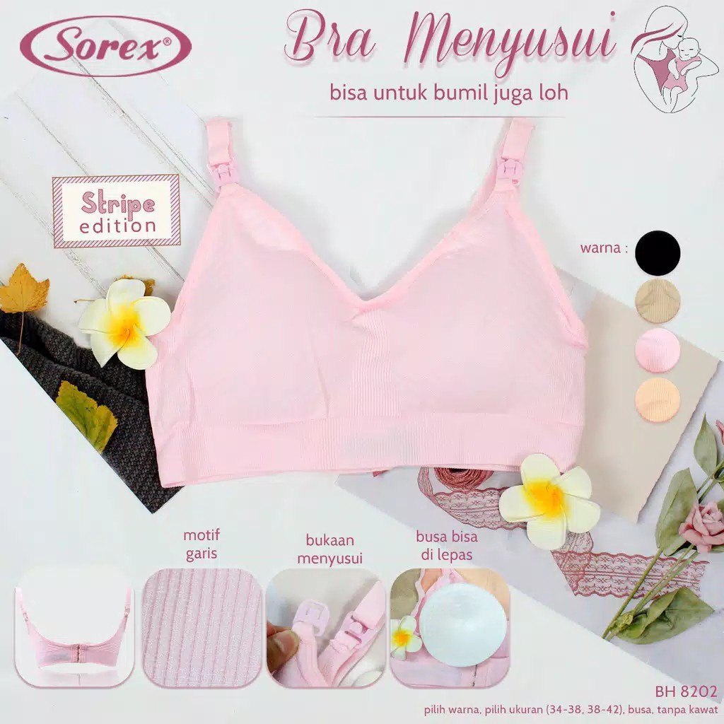 Sorex Bra Menyusui Nursing Bra Kait 3 Setara Cup B Busa Sedang Tanpa Kawat 8202