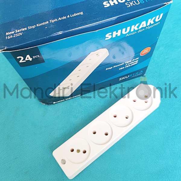 Stopkontak Tipis 4 Lubang Shukaku SKU814A dengan Lampu Indikator SKU-814A - Stop Kontak Tipis 4 Lubang SKU 814A