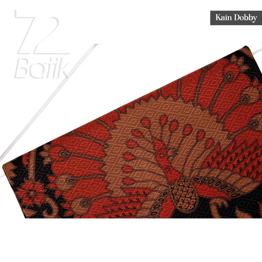 KAIN BATIK PREMIUM Dobby Motif Kembang Merak Warna Hitam Orange Merah Dolbi Dobi Doby 726648 Cap 72 Jarik Jarit Samping Kebat Panjang Batik Dobby Modern Premium Bahan Seragam Batik Pernikahan Kantor Keluarga Murah Kamen Jadi Batik Bali Lembaran