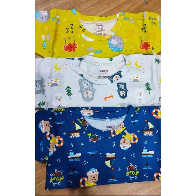 3Pc Kaos Oblong Bayi Full Print Vinata MOTIF RANDOM-Oblong Bayi Vinata Full Print Warna