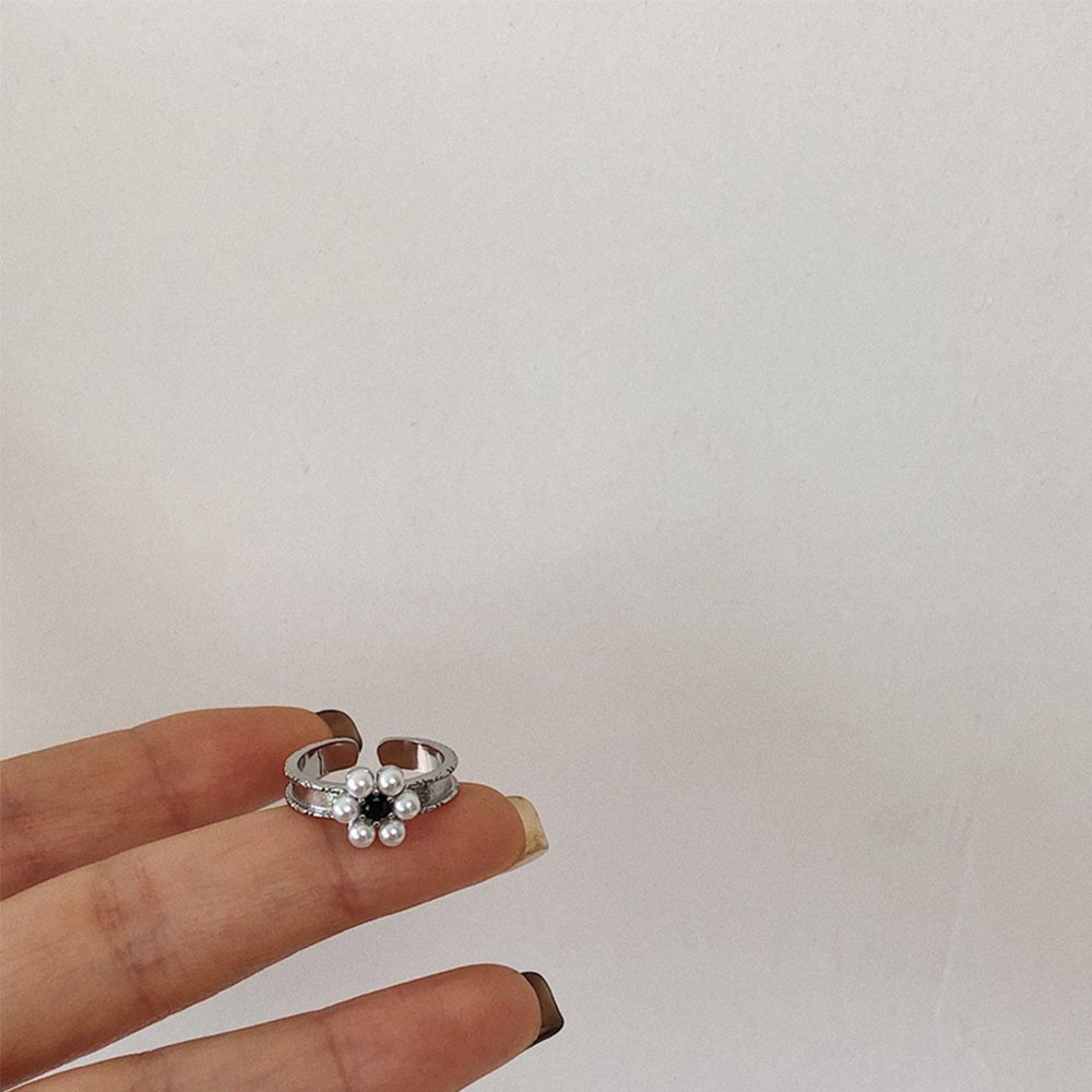 Needway  Gifts Open Rings Versatile Index Finger Ring Pearl Rings Women Flower Fashion Drop Oil Temperament Simple Women Jewelry