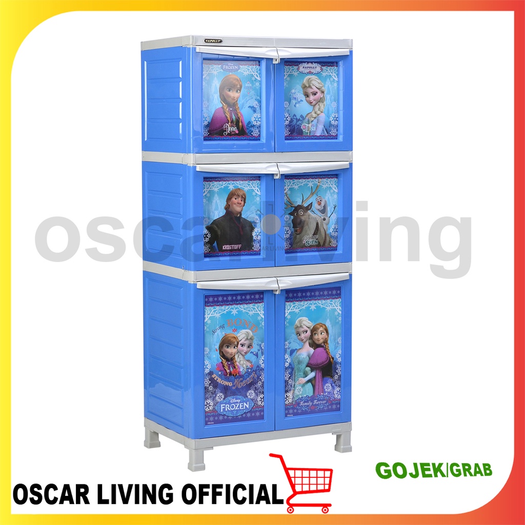 NAPOLLY BCBC FROZEN LEMARI ANAK LEMARI PAKAIAN PLASTIK RAK 3 SUSUN