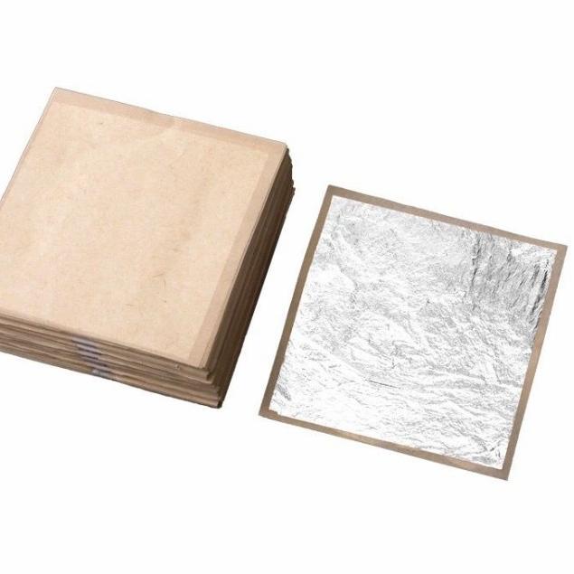 

10 LEMBAR EDIBLE SILVER LEAF 11x11 CM DAPAT DIMAKAN DEKORASI STEAK DEKORASI KUE