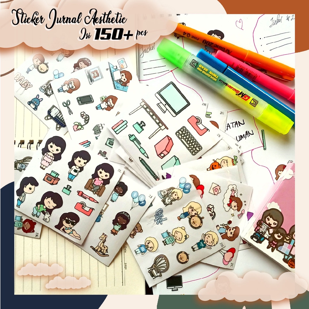 

[ MAC ] 150+ PCS Stiker Kawai Stiker Aesthetic Untuk Jurnal Scrapbook Hp Laptop Tumblr - Cute Animal / Cute Girls
