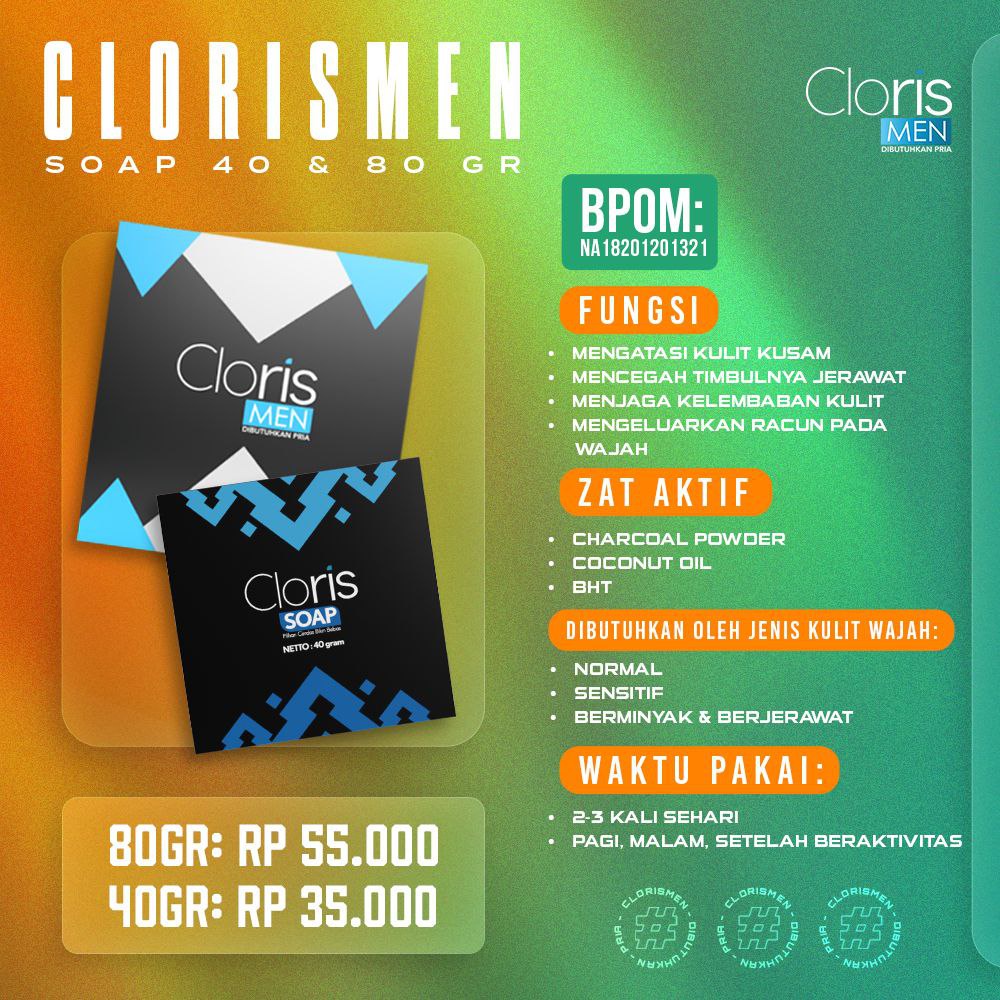 [Paket Bundling] Clorismen Soap 80gr + Brightening Cream - Sabun Muka Pembersih Wajah Kusam Memutihkan