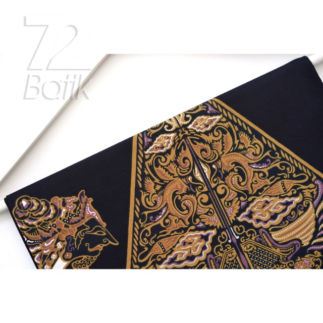 KAIN BATIK KATUN Premium Motif Wayang Warna Hitam Item Black Gold Emas 721720 Cap 72 Jarik Jarit Samping Kebat Panjang Batik Katun Modern Premium Bahan Seragam Batik Pernikahan Kantor Keluarga Murah Kamen Jadi Batik Bali Lembaran