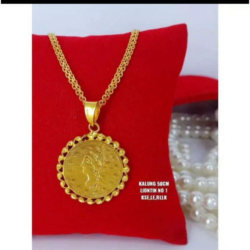 kalung koin kalung rupiah replika emas 24k mewah persis seperti asli