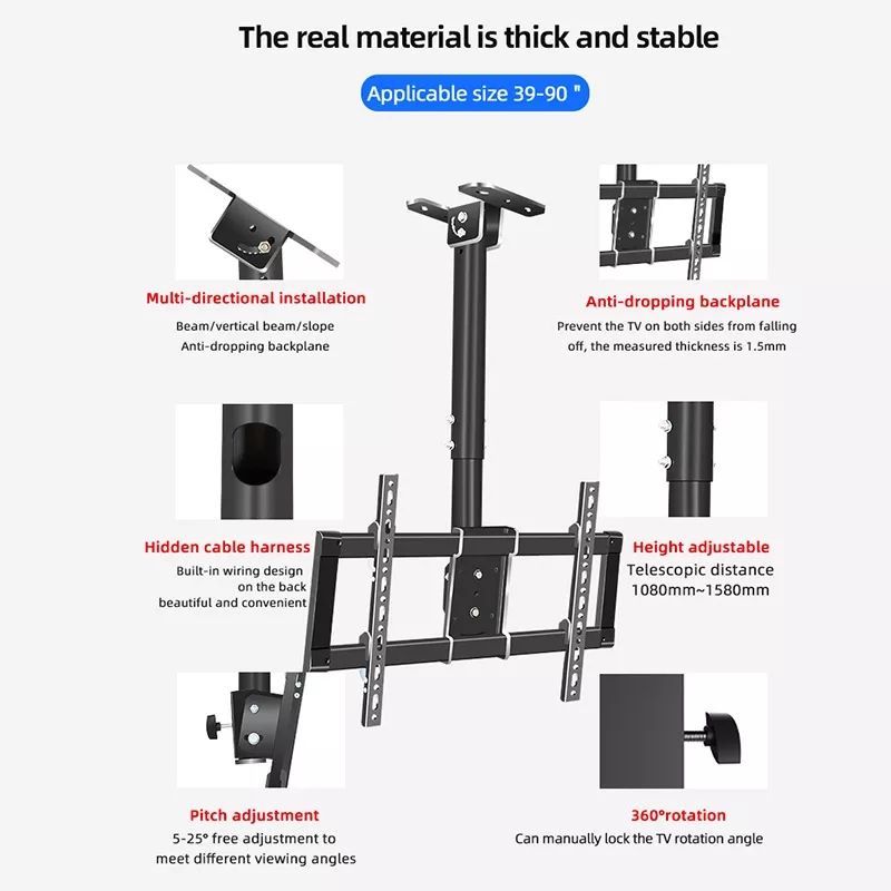 Bracket tv gantung bracket ceiling tv braket tv gantung braket gantung tv 42 43 49 50 55 60 65 70 72 Inch adjustable panjang 1,5m