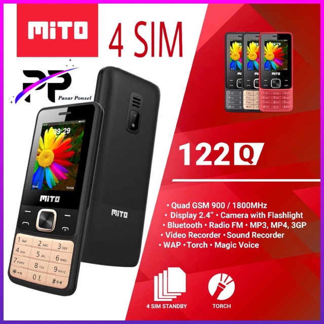 Mito 122q Hp Candybar Hp Mito Hp Murah Hp 4 Sim Magic Voice Garansi Resmi Shopee Indonesia