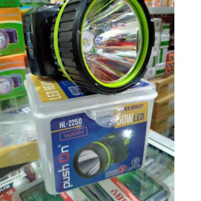 Senter Kepala Selam / Headlamp Diving LED 50watt Putih/Kuning PUSH ON HL-2112DV